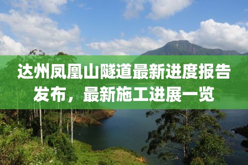 達州鳳凰山隧道最新進(jìn)度報告發(fā)布，最新施工進(jìn)展一覽