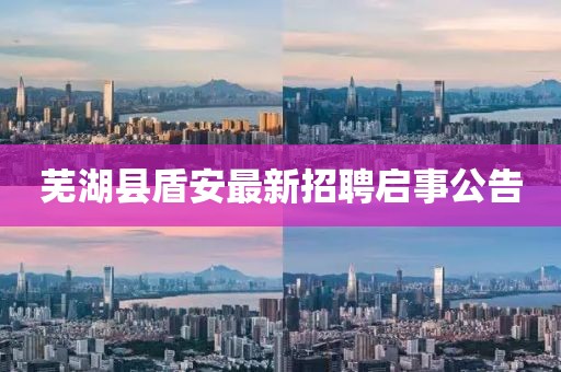 蕪湖縣盾安最新招聘啟事公告