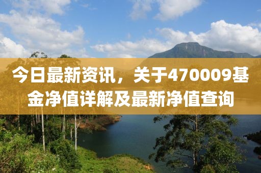 今日最新資訊，關(guān)于470009基金凈值詳解及最新凈值查詢(xún)