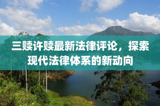 三贖許贖最新法律評論，探索現代法律體系的新動(dòng)向