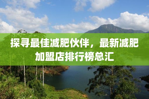 探尋最佳減肥伙伴，最新減肥加盟店排行榜總匯