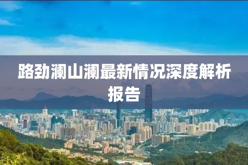 路勁瀾山瀾最新情況深度解析報告