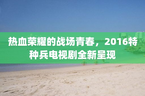 熱血榮耀的戰場(chǎng)青春，2016特種兵電視劇全新呈現