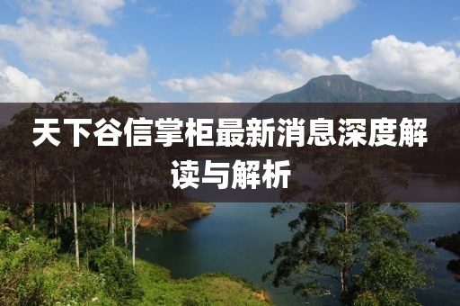 天下谷信掌柜最新消息深度解讀與解析