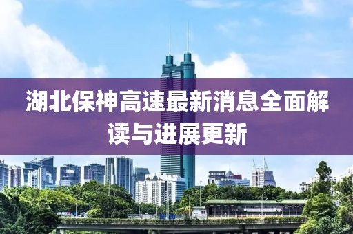 湖北保神高速最新消息全面解讀與進(jìn)展更新