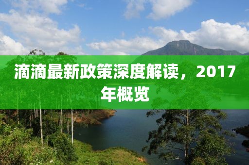 滴滴最新政策深度解讀，2017年概覽
