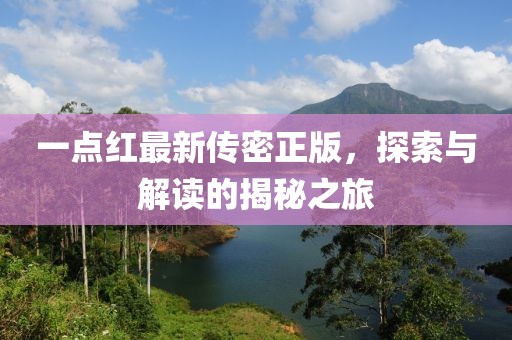 一點(diǎn)紅最新傳密正版，探索與解讀的揭秘之旅