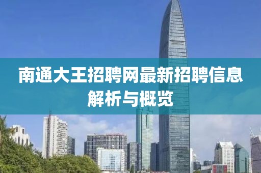 南通大王招聘網(wǎng)最新招聘信息解析與概覽