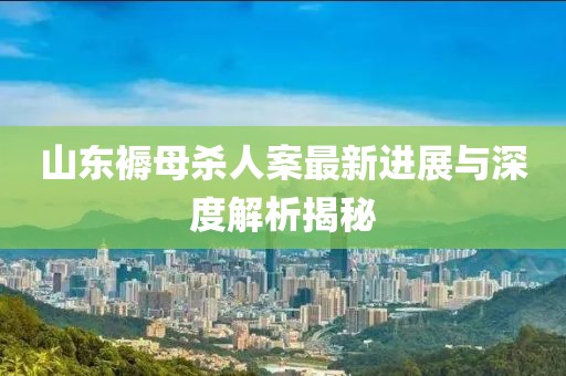 山東褥母殺人案最新進(jìn)展與深度解析揭秘