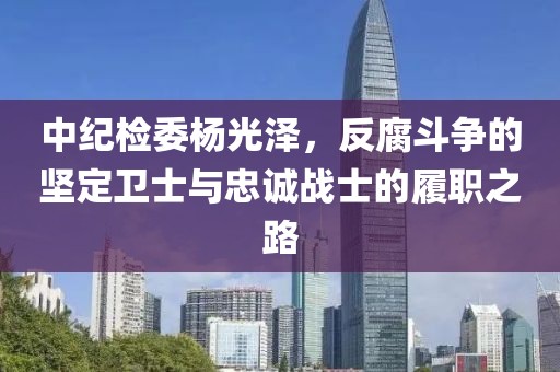 中紀檢委楊光澤，反腐斗爭的堅定衛士與忠誠戰士的履職之路