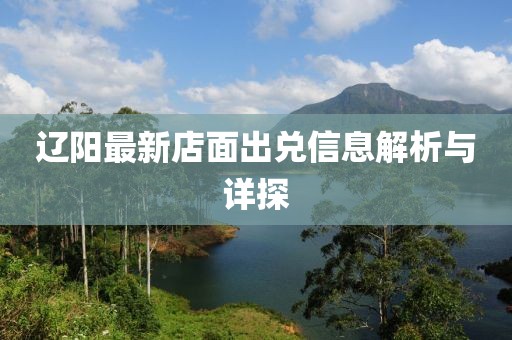 遼陽(yáng)最新店面出兌信息解析與詳探