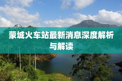 蒙城火車(chē)站最新消息深度解析與解讀